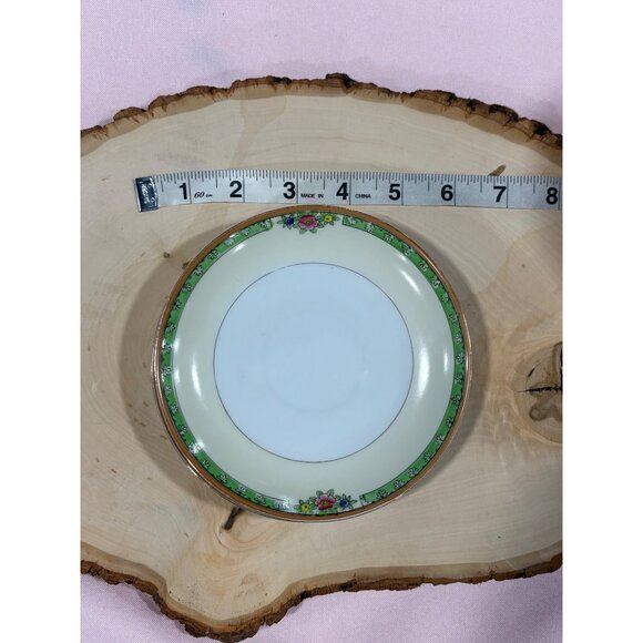 Vintage Noritake Floral Trimmed Saucer Plates Green Border Set of 2 Replacement - Picture 10 of 10